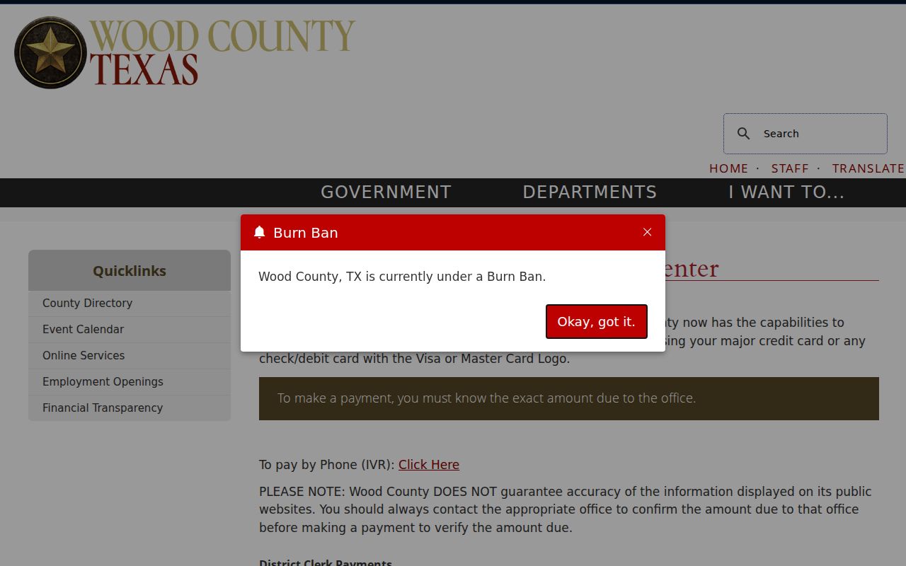 Wood County traffic ticket payment center bureau code choices