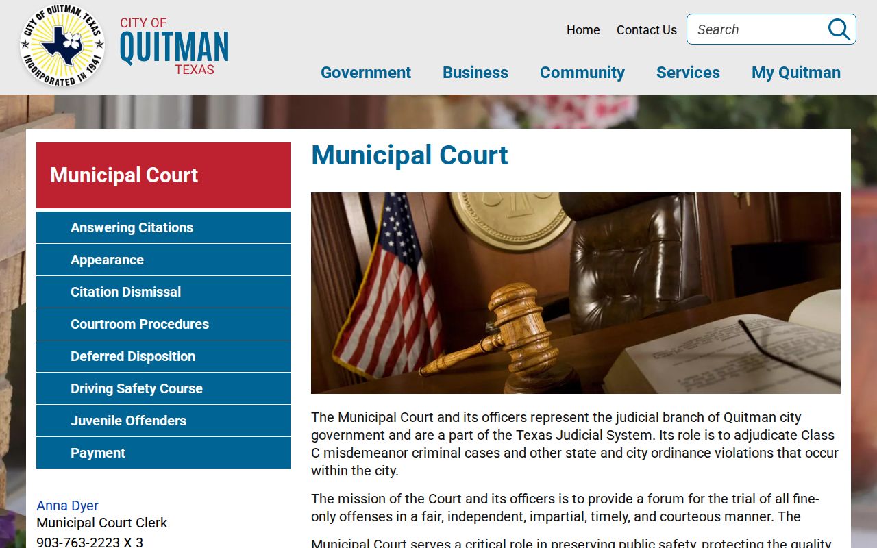 Quitman court docket access through Quitman Municipal Court