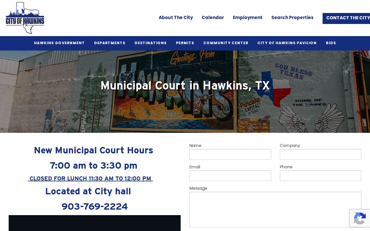 Hawkins court docket access at Hawkins Municipal Court in City Hall